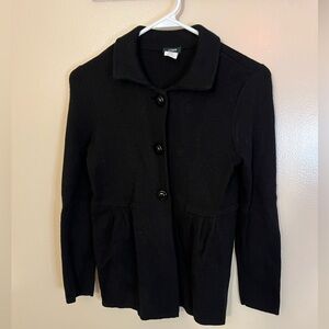 J. Crew Black 100% Wool Collared Button Sweater Sz S
